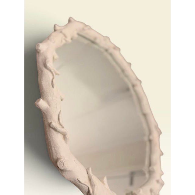 Contemporary Sculptural White Faux Bois Twig & Branch Wall Mirror, 28” For Sale - Image 3 of 7