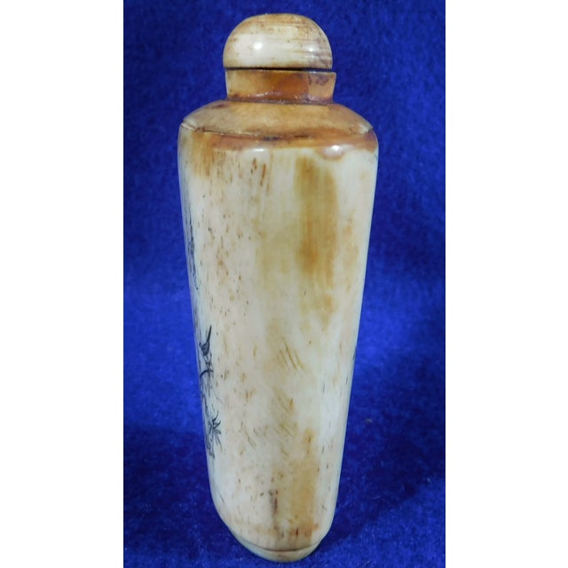 Vintage Mid Century Chinese Hand Carved Figural Bone Snuff Bottle For Sale - Image 9 of 11