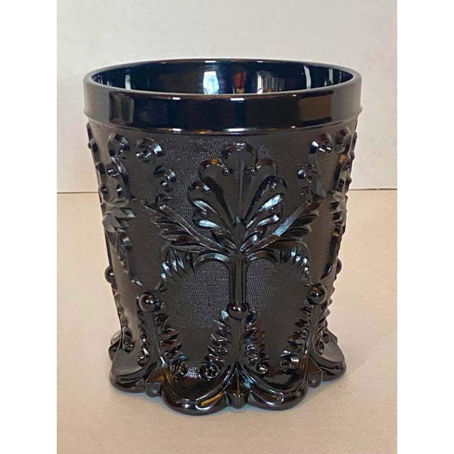 Mid 19th Century French Saint St. Louis Black Glass Crystal Vase. Fully opaque and true black - not amethyst glass....