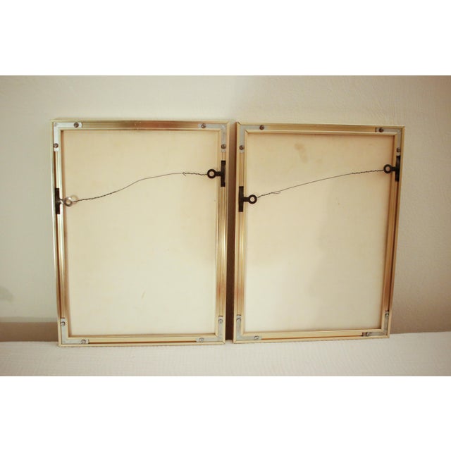 Early 20th Century Pair of Ottoman Shadow Puppet Figural Sculptures in MCM Gold Metal Frames For Sale - Image 14 of 15