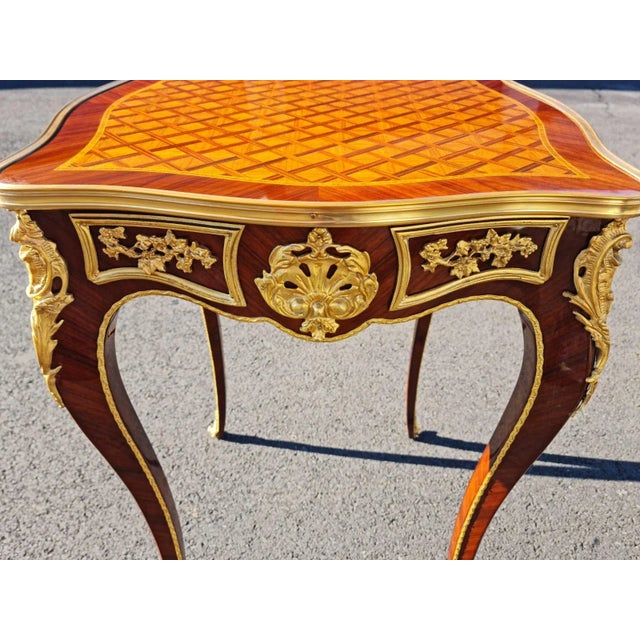 French Style Parquetry Side/ Corner Table, Coffee/Tea Table/Side Table For Sale - Image 9 of 13