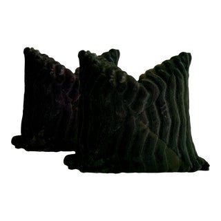 Black Fur Pillows - a Pair For Sale