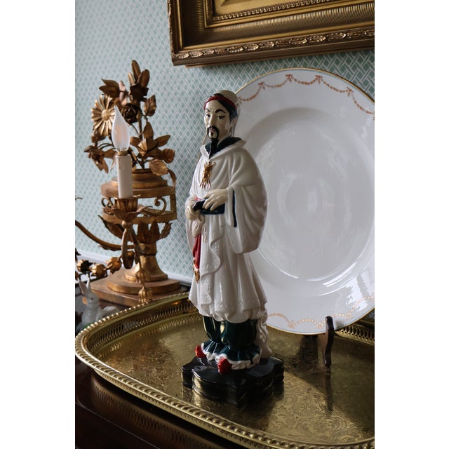 Vintage Holland Mold Chinoiserie Emperor Figurine, Signed Mozelle For Sale - Image 10 of 17