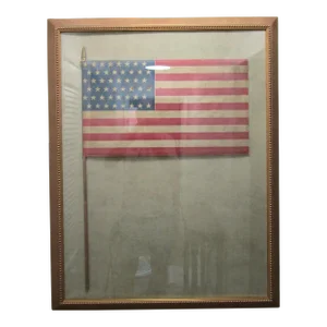 Framed Authentic 1908-1912 Us 48 Star Flag on Gauze on Pole