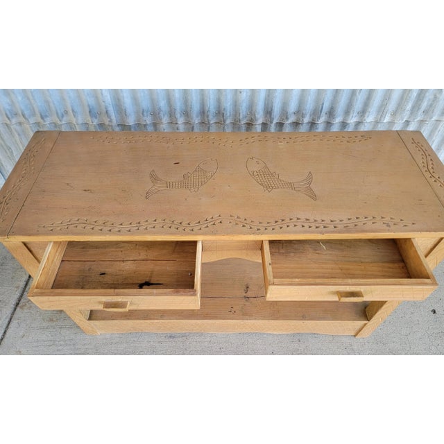 Hand Carved Rustic Rancho Hacienda Monterey Console Table 1940's For Sale - Image 9 of 12
