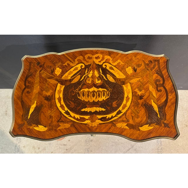 Brown French Marquetry Lamp Table, 1890 For Sale - Image 8 of 16