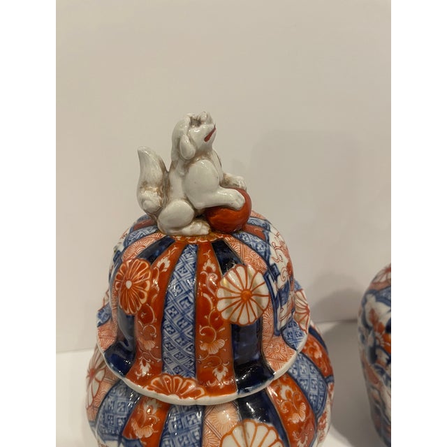 Burnt Orange Pair of Japanese Meiji Period Porcelain Ginger Jars, 19th Century For Sale - Image 8 of 10