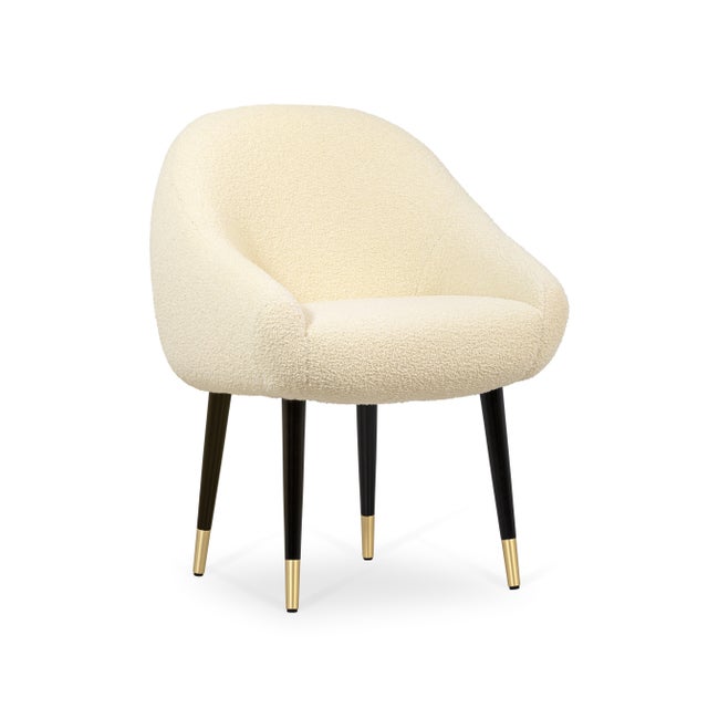 Not Yet Made - Made To Order Niemeyer Dining Chair in Dark Oak with Brass and White Bouclé from Insidherland For Sale - Image 5 of 5