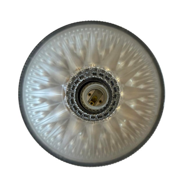 Transparent Rare Vintage Holophane Flushmount Ceiling Light Fixture For Sale - Image 8 of 12