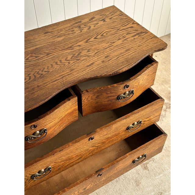 Late 19th Century Antique Serpentine Oak Chest of Drawers For Sale - Image 11 of 18