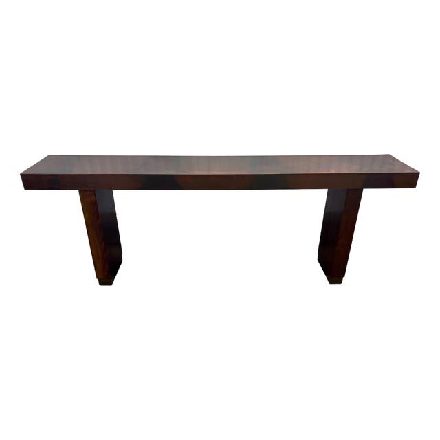 1980s Custom Copper 95 3/8 Parson Style Console For Sale
