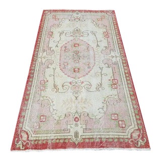 1960s Vintage Handmade Wool Rug- 3′10″ × 7′1″ For Sale