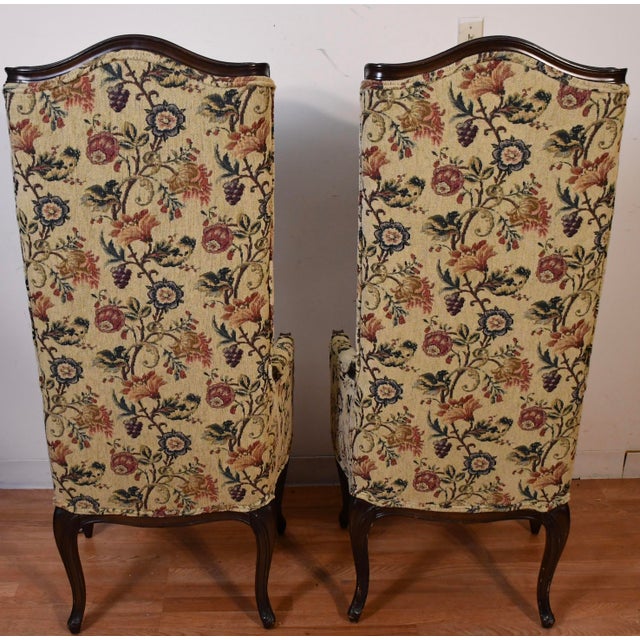 1930 French Xvi Style Fruitwood High Back Living Room Chairs Fireplace Side Chairs For Sale - Image 10 of 18