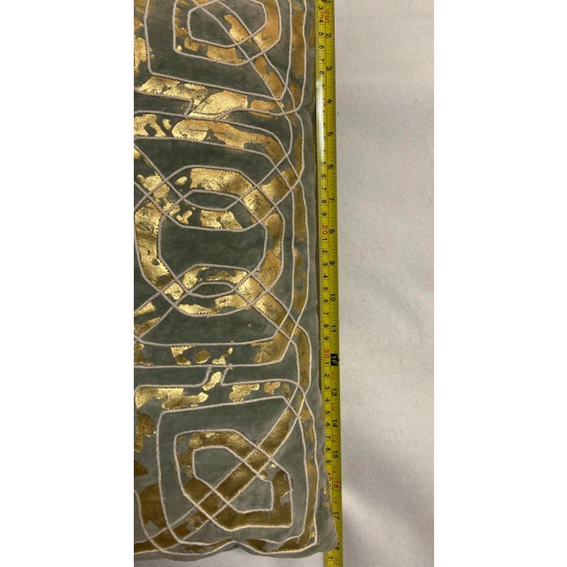 Contemporary Gold Foil Embroidered Velvet Pillow For Sale - Image 4 of 6