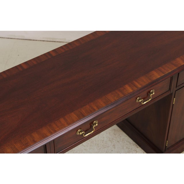 Henkel Harris Mahogany Banded Kneehole Credenza For Sale - Image 9 of 18