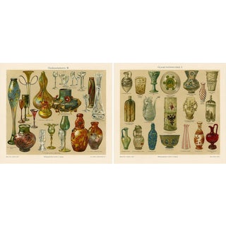 Art Nouveau Glass and Historic Glassmaking by Peter Behrens, 1898, Set of 2 For Sale