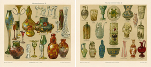 Art Nouveau Glass and Historic Glassmaking by Peter Behrens, 1898, Set of 2