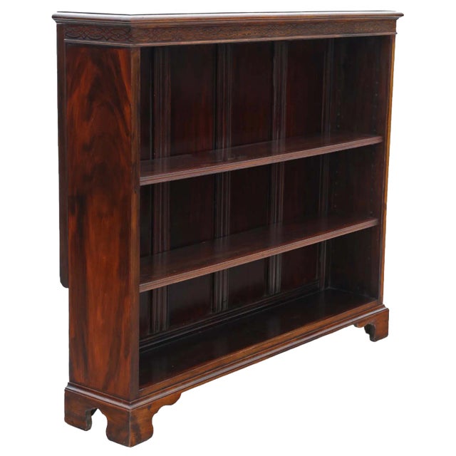 Large Antique Red Walnut Adjustable Bookcase, 1890s For Sale