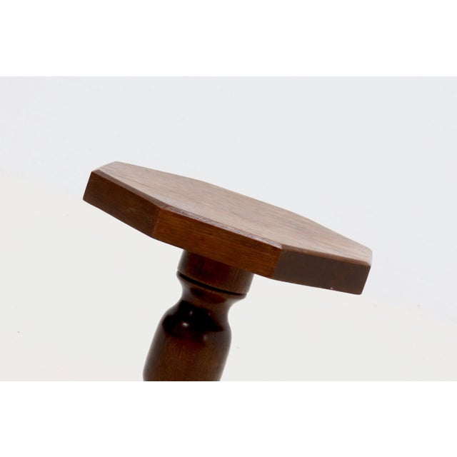 Stained Oak Pedestal Side Table, 1960s For Sale - Image 4 of 7