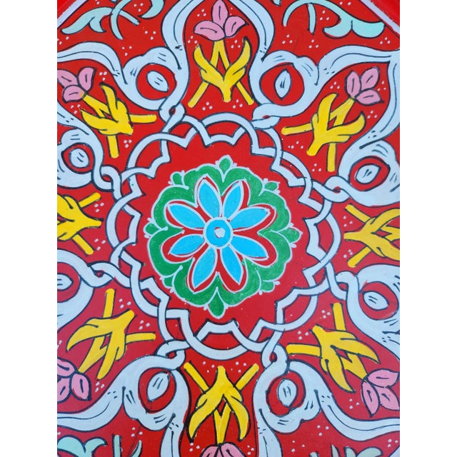 This is a 100% hand painted and hand carved Moroccan Octagonal shape side table or end table. Great handcraftsmanship...