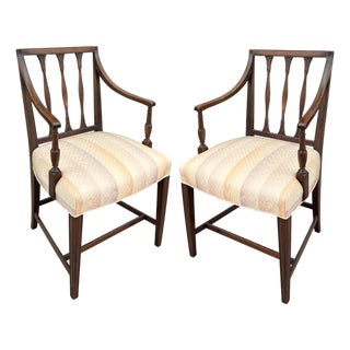 Pair of Antique Regency Mahogany Open Arm Chairs For Sale