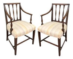 Pair of Antique Regency Mahogany Open Arm Chairs