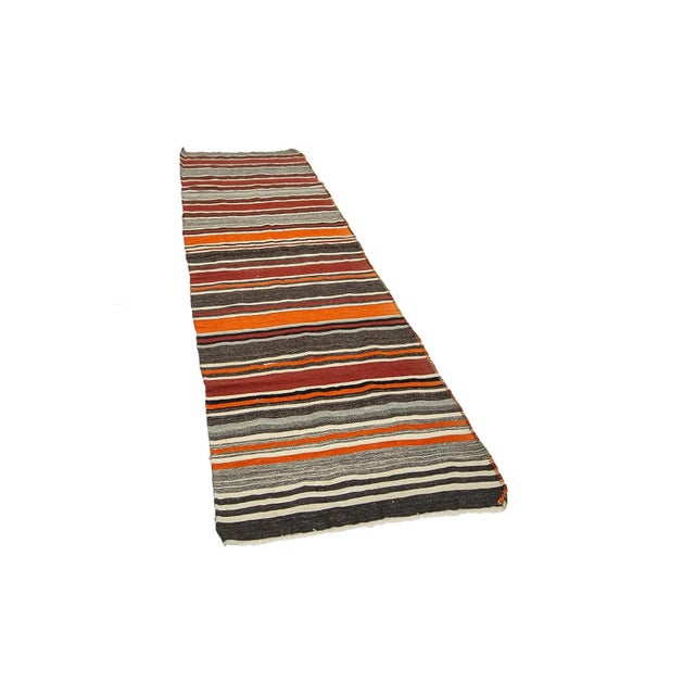 Traditional Striped Vintage Turkish Kilim Runner For Sale - Image 3 of 7