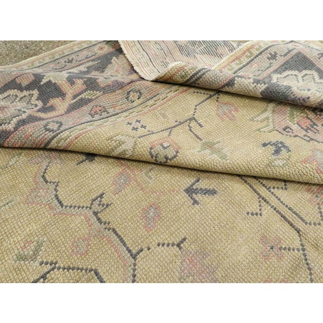 Textile Galerie Shabab Collection Early 20th Century Turkish Oushak Room Size Carpet For Sale - Image 7 of 7