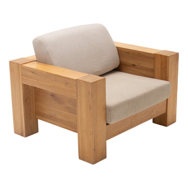 Mid-Century Modern Armchair in Oak, Italy, 1970s For Sale