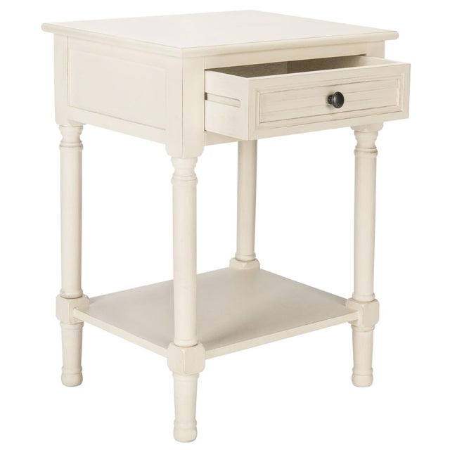 Tate 1 Drawer Accent Table in Distressed / White For Sale - Image 11 of 11