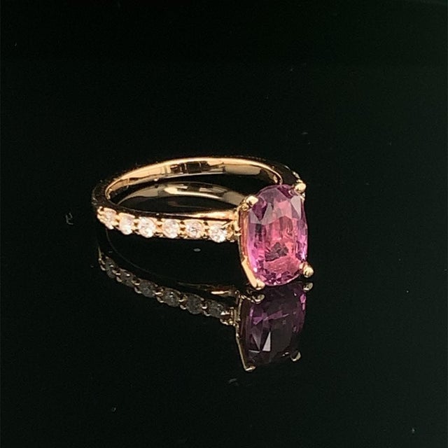 Purple Diamond Purple Sapphire Ring 2 TCW 14k Gold Certified, Size 6.5 For Sale - Image 8 of 9
