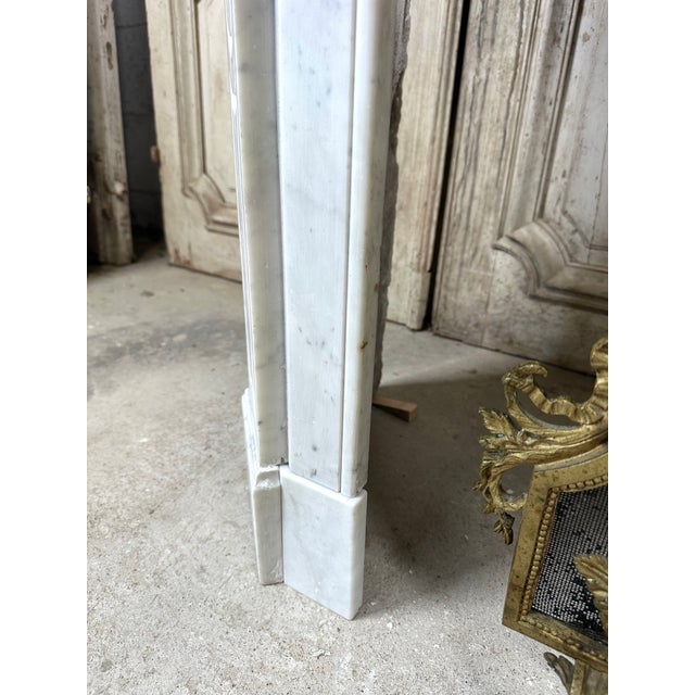 Louis XV Style Fireplace in White Marble, 1890s For Sale - Image 12 of 13