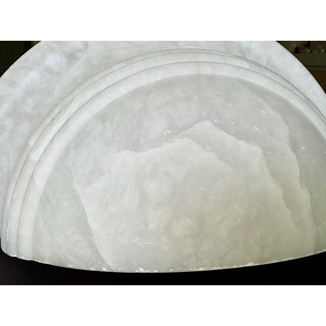 Alabaster Pair Half Moon Art Deco Style Alabaster Wall Sconces For Sale - Image 8 of 17