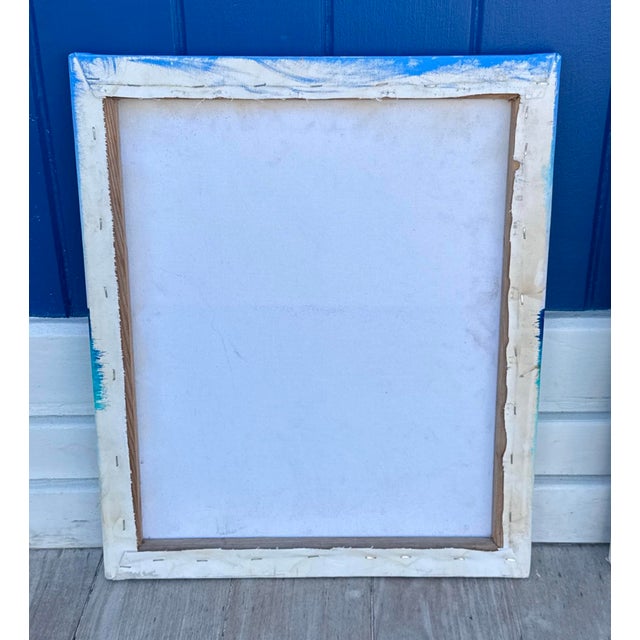 Wood Turks and Caicos Shoreline, Original Signed Art, Acrylic on Canvas For Sale - Image 7 of 7