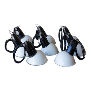 Black and White Vintage Industrial Pendent Lights For Sale