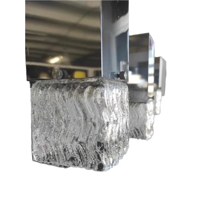 Glass Chromed Cubic 12-Light Chandelier attributed to Gaetano Sciolari, Italy, 1970s For Sale - Image 7 of 8