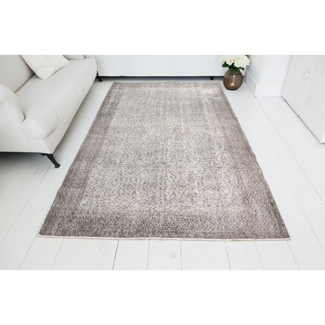 Greige Vintage Light Grey Oushak Rug For Sale - Image 8 of 10