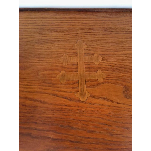 1900 - 1909 Emile Gale' French Cross De Lorraine Art Nouveau Marquetry Wood Tray For Sale - Image 5 of 10