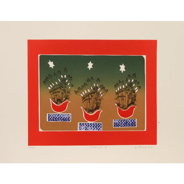 Artist: Mireille Kramer, Egyptian/American (1932 - ) Title: Biblical V Year: Circa 1980 Medium: Etching, signed and...
