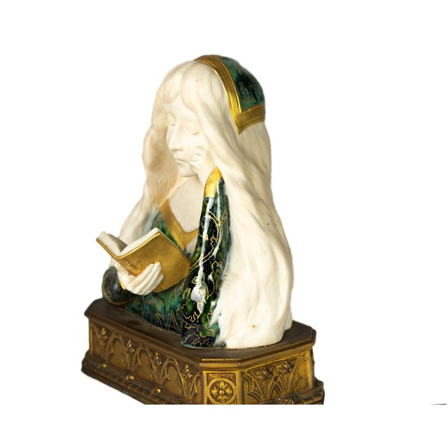 Art Nouveau Faience Woman Bust by Leon Noel Delagrange, 1889 For Sale - Image 6 of 18