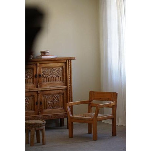 Set of Brutalist Modern Danish Chairs in Pine & Cord from Tage Poulsen, 1972 For Sale - Image 12 of 18