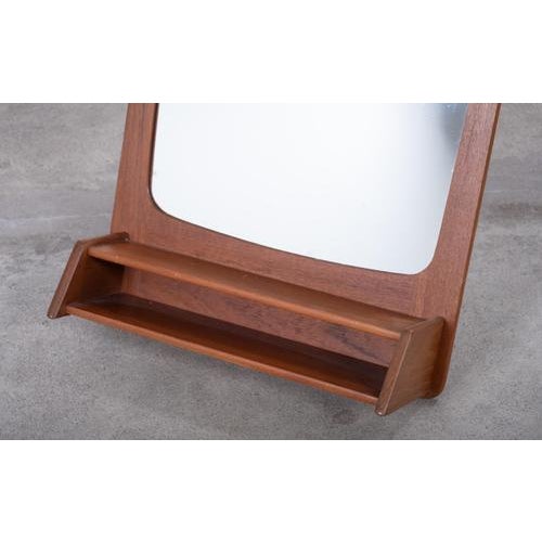 Teak Wall Mirror with Shelf, Denmark, 1960s For Sale - Image 3 of 6