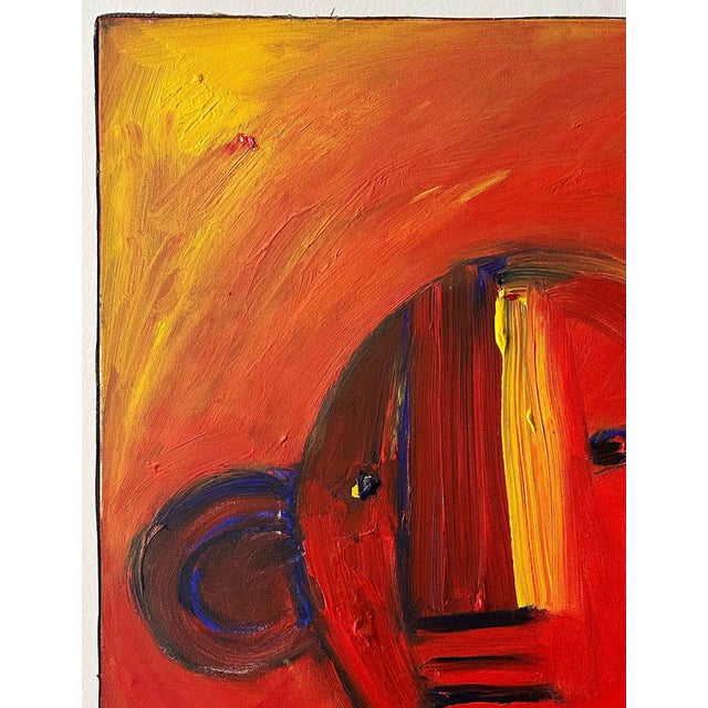 This wonderful, humorous, and brightly colored large acrylic on canvas portrait is by California artist Judy Gittelsohn....