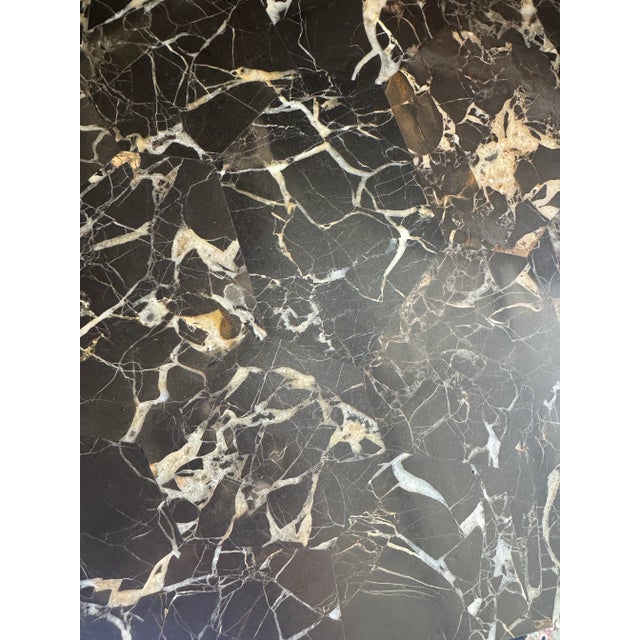 Maitland Smith Gilded Empire Revival Marble-Top Center Table With Bronze & Burl Wood Base and 4 Regency Style Chairs For Sale In Dallas - Image 6 of 12