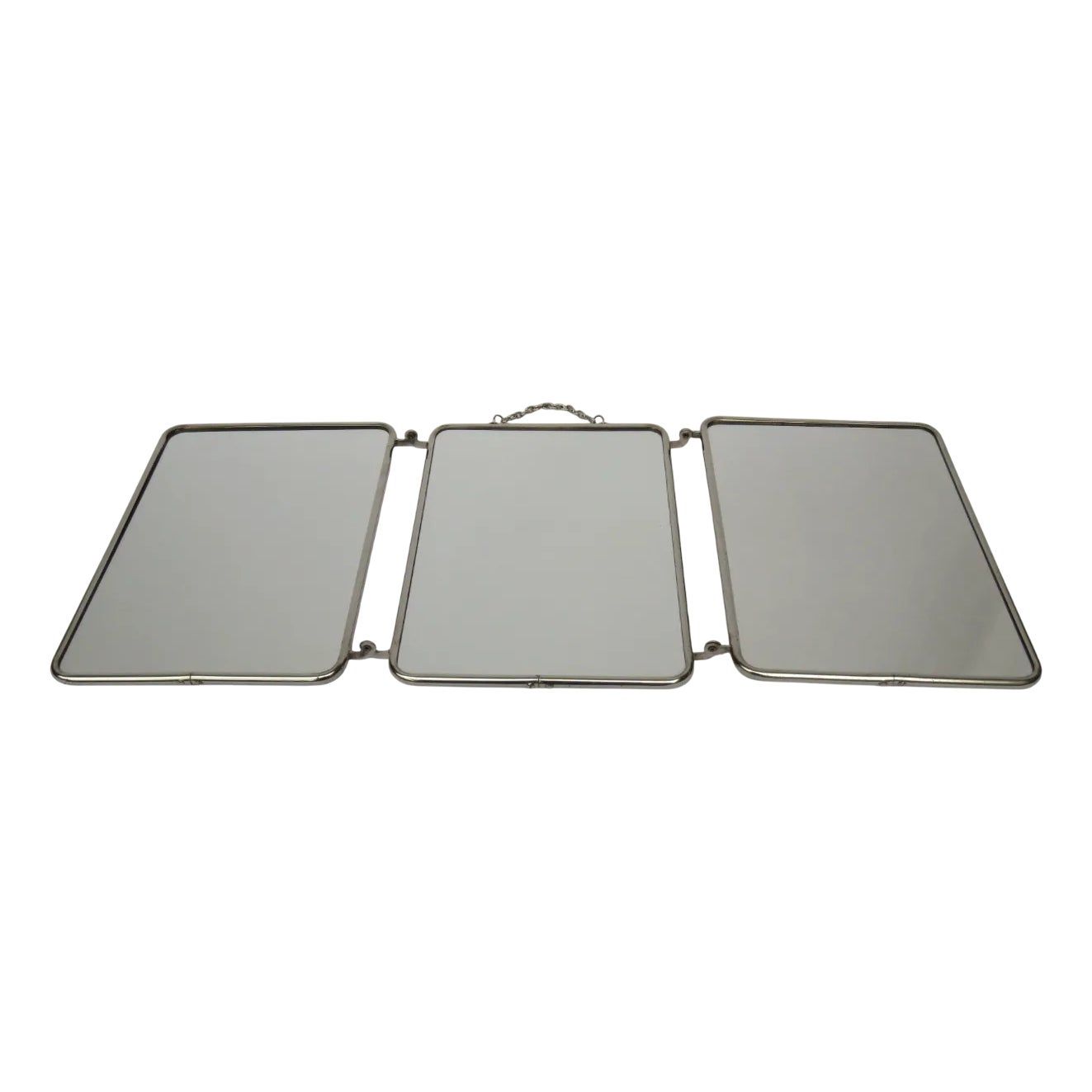 Chrome-Plated Triptych 3-Part Mirror, France, 1940s | Chairish