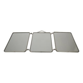 Chrome-Plated Triptych 3-Part Mirror, France, 1940s For Sale