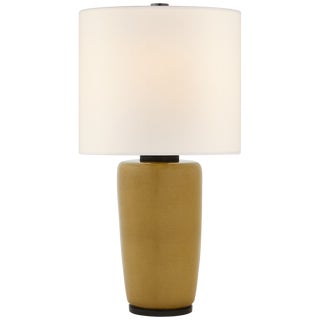 Barbara Barry for Visual Comfort Signature Chado Large Table Lamp in Dark Moss with Linen Shade For Sale