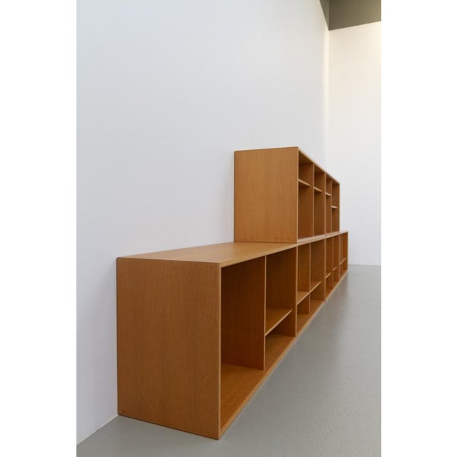 Danish Modern Modular Oak and Hessian Bookcase from HG, 1970s, Set of 6 For Sale - Image 11 of 18