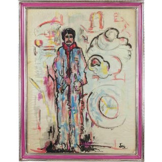 Sirio Pellegrini, Worker, 1960s, Watercolor, Framed For Sale