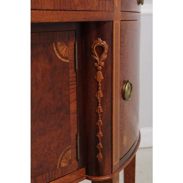 Federal Style D-Shape Walnut Inlaid Demi-Lune Server Sideboard For Sale - Image 16 of 18